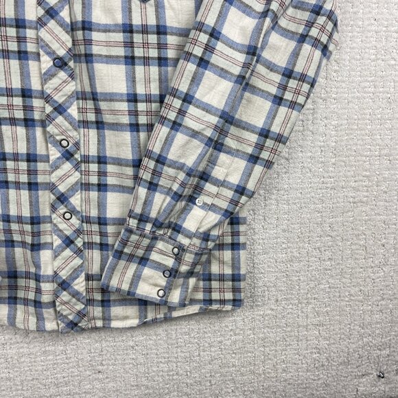 Salt Valley Western Shirt Men’s L White / Blue Plaid Button Up Long Sleeve Snap* - Picture 5 of 16